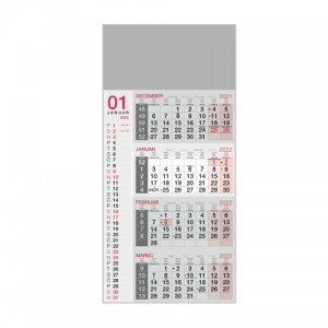Koledarji 2024 > Tridelni koledarji 2024 > tirimeseni lepljen poslovni koledar 2024 - siv - BU