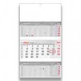Tridelni poslovni koledar 2024 - 3x piralni - rde/siv - recikliran M