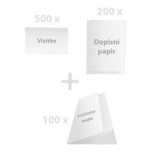 Grafino oblikovanje in tisk > Paketi - design in tisk v 24 urah > Vizitke + dopisni papir + poslovne mape > 500 x vizitke + 200 x dopisni papir 4/0 + 100 x mapa 4/0 (24h*)